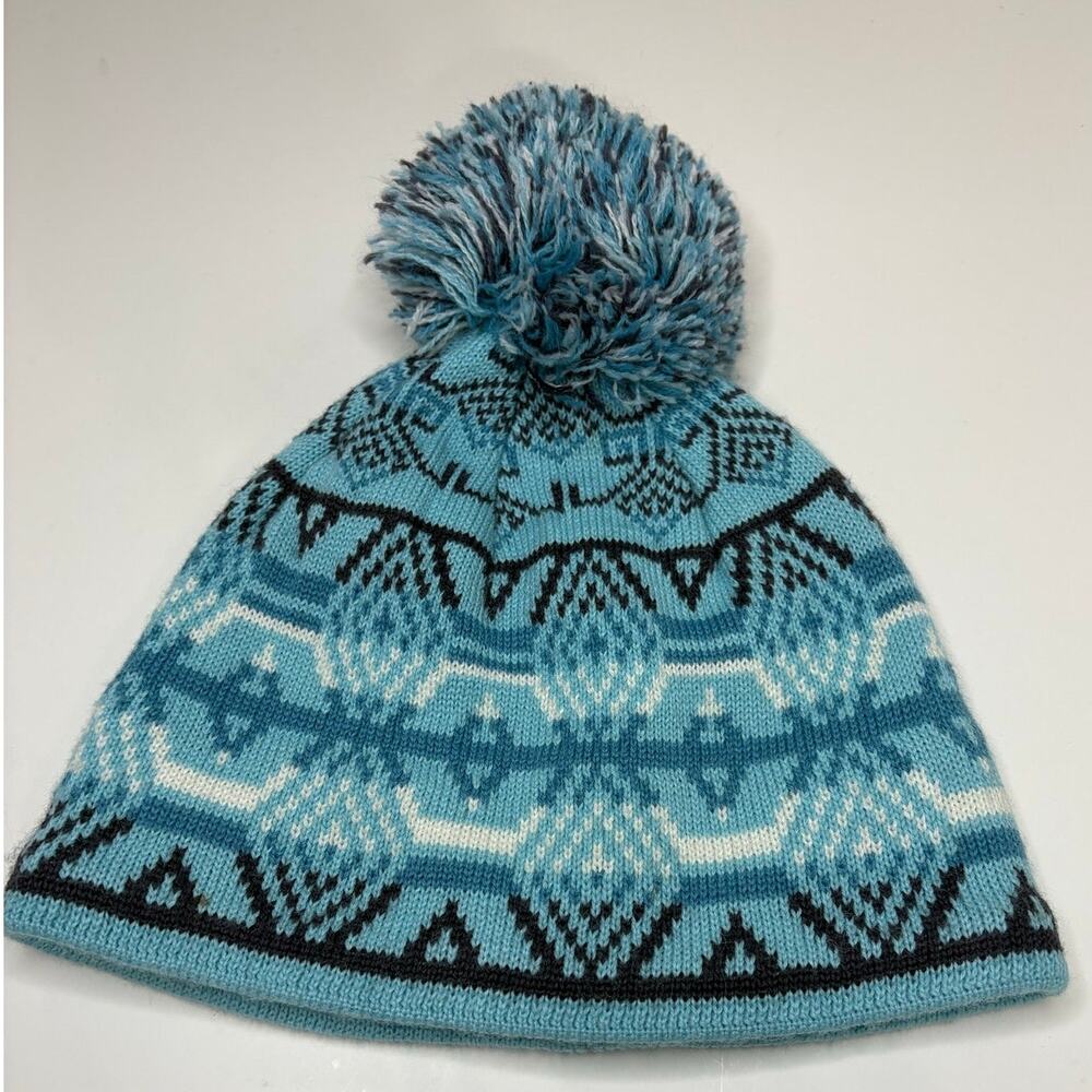 Columbia Winter Ski Beanie Hat with Pom Pom Teal & Black design OS